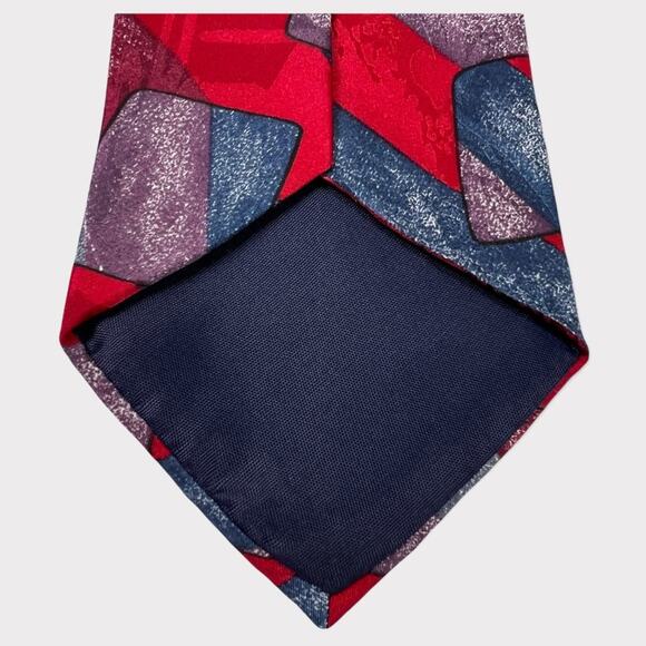 J.S. Blank & Co. Men's Abstract Necktie 100% Silk Red Purple Blue White - Picture 5 of 11